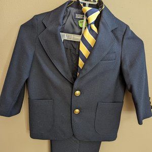 Boys Lands End Suit Jacket and Pants Size 4 - Navy Blue